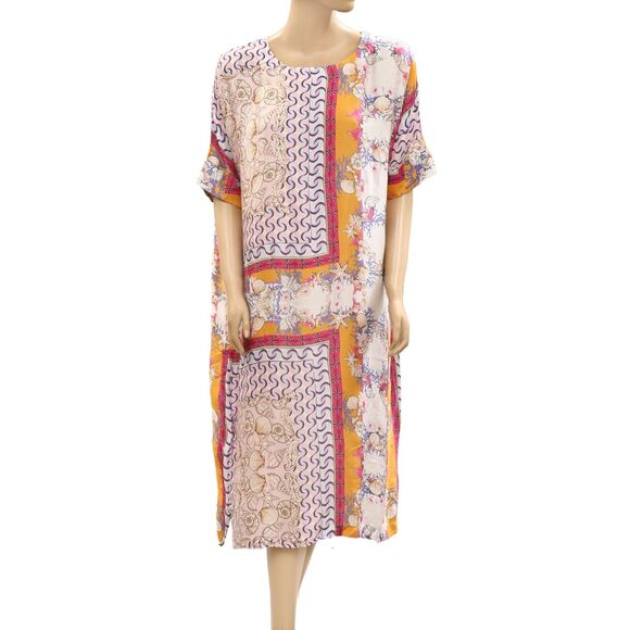 FrogBox Seashell Wave Floral Printed Midi Dress Kaftan Kimono Beach S 278222 - Picture 1 of 6